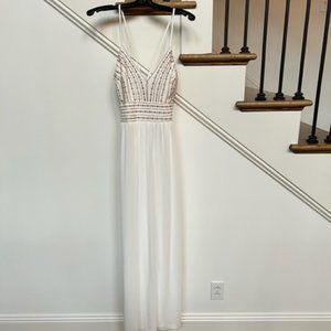 White Lulus Gown with gold Beaded accents